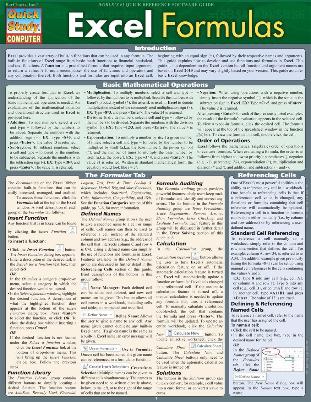 Excel Formulas (Quick Study Computer)