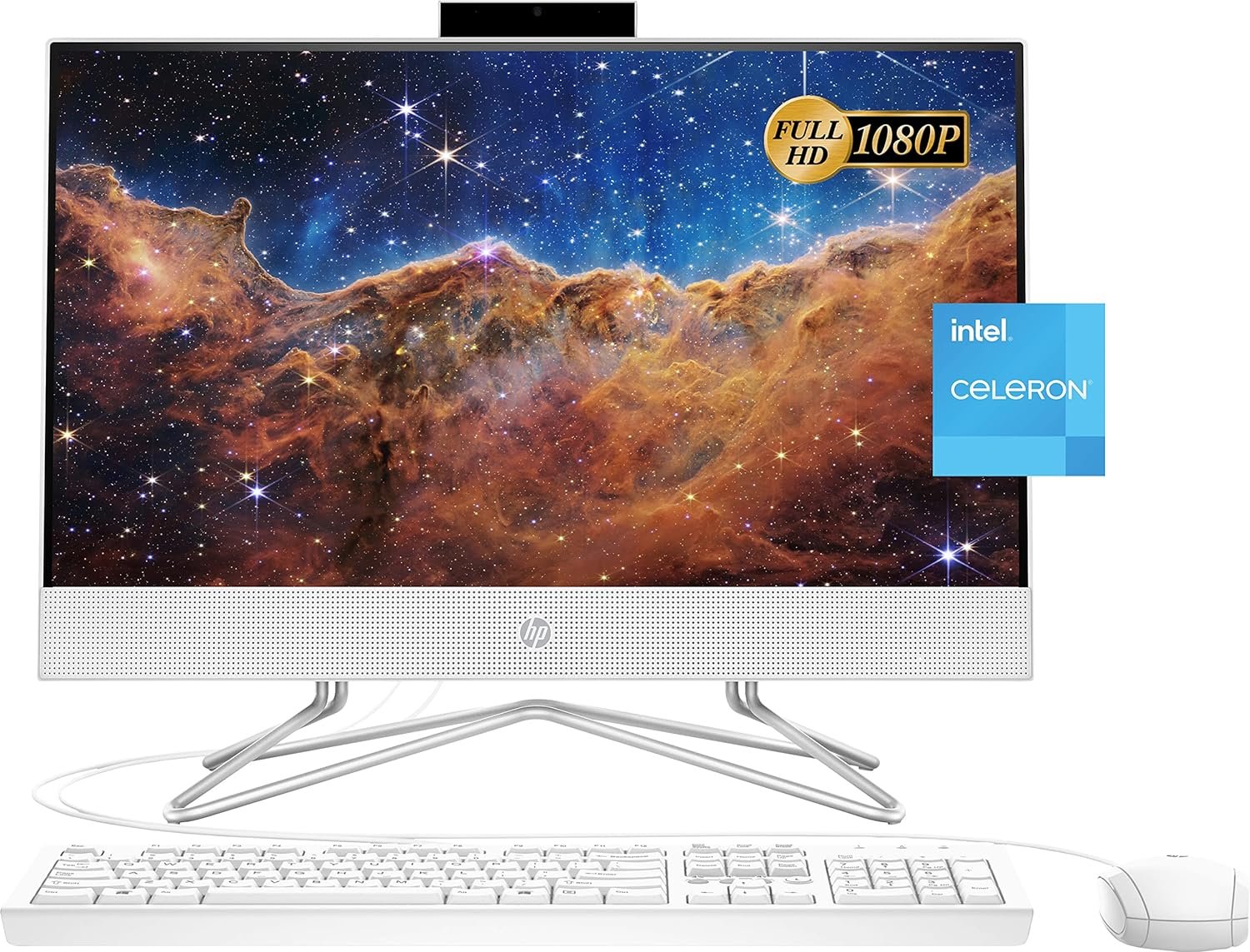 HP 2022 Newest All-in-One Desktop, 21.5 FHD Display, Intel Celeron J4025 Processor, 8GB RAM, 256GB PCIe SSD, Webcam, WiFi, HDMI, RJ-45, Wired KeyboardMouse, Windows 11 Home, White