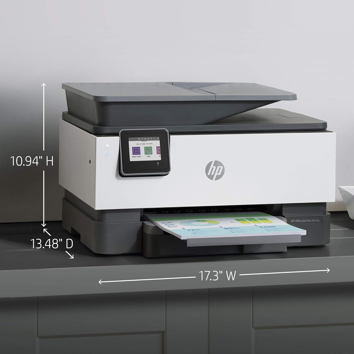 HP OfficeJet Pro 9015e Wireless Color All-in-One Printer with bonus 6 months Instant ink with HP+ (1G5L3A),Gray