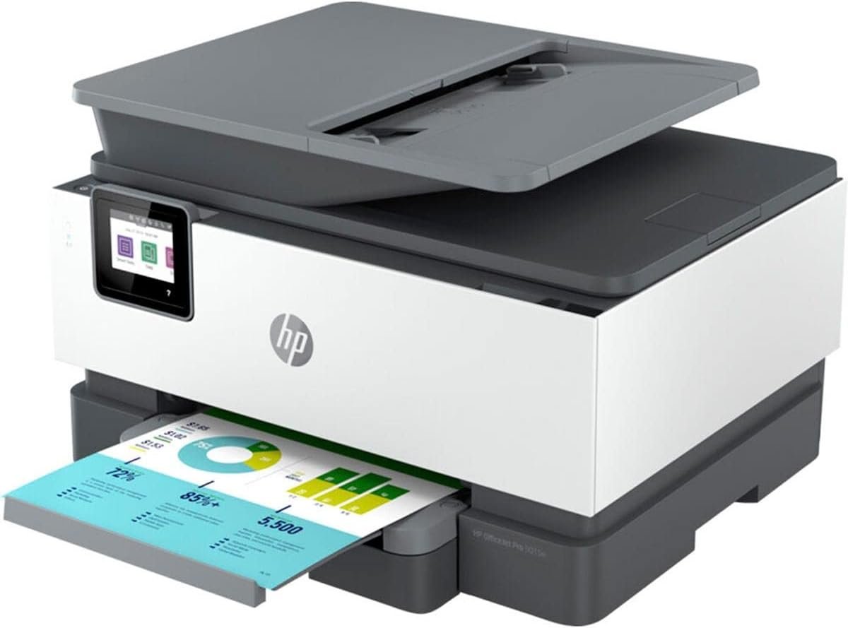 HP OfficeJet Pro 9015e Wireless Color All-in-One Printer with bonus 6 months Instant ink with HP+ (1G5L3A),Gray