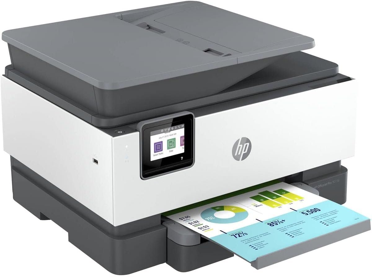 HP OfficeJet Pro 9015e Wireless Color All-in-One Printer with bonus 6 months Instant ink with HP+ (1G5L3A),Gray