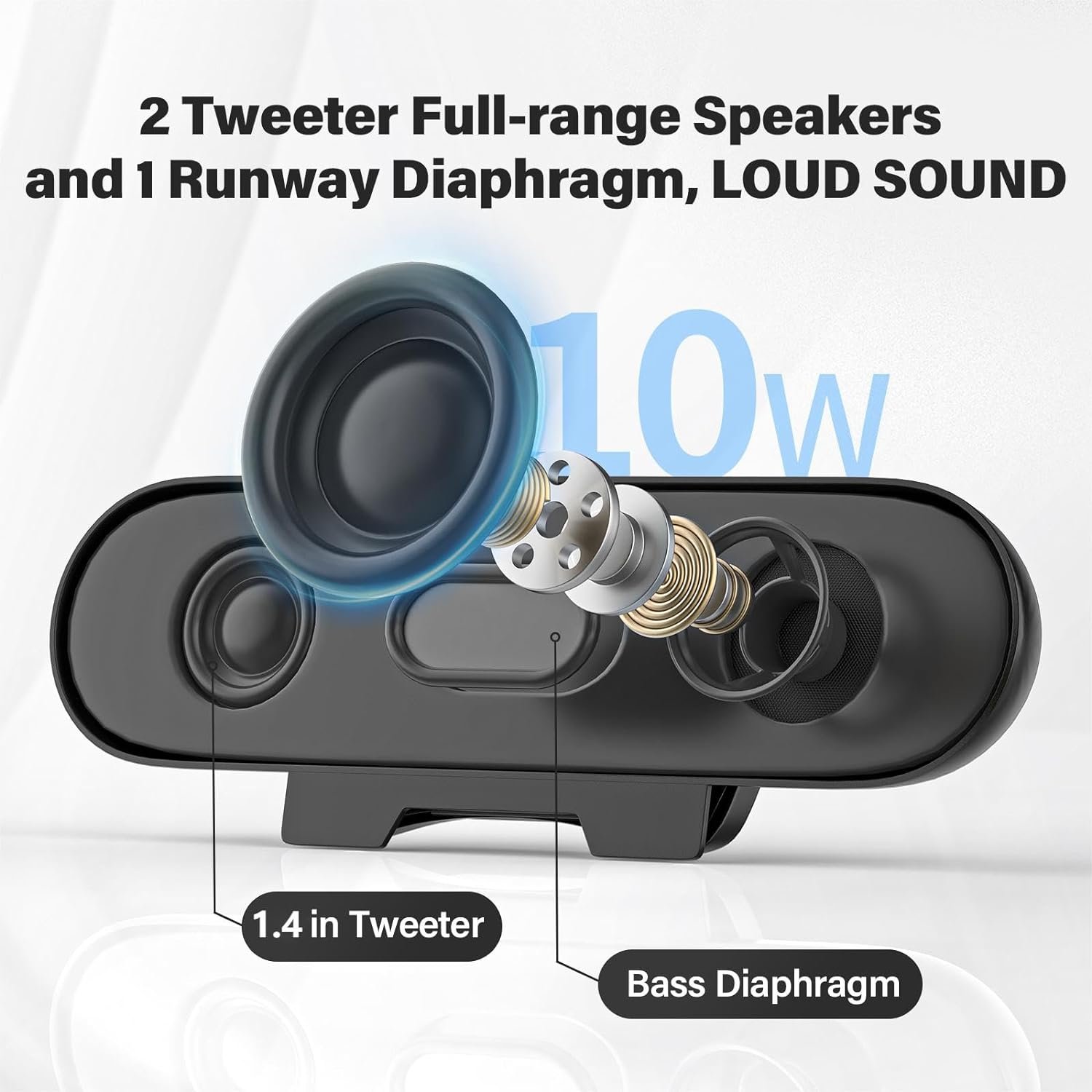 LXTNFU Computer Speakers for Desktop Monitor,Single USB Speakers for Desktop PC,Laptop Speaker with Loud Sound,Volume Control Easily Clamps to Monitors(USB-C to USB Adapter Included) (Black)