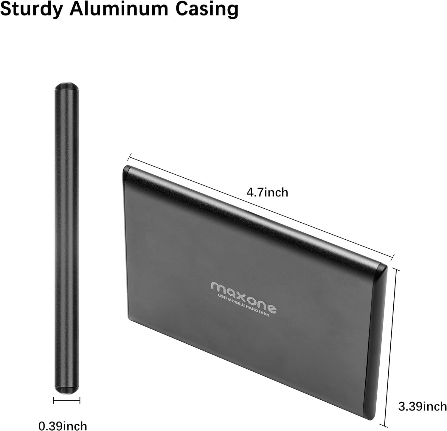 Maxone 500GB Ultra Slim Portable External Hard Drive HDD USB 3.0 for PC, Mac, Laptop, PS4, Xbox one - Charcoal Grey