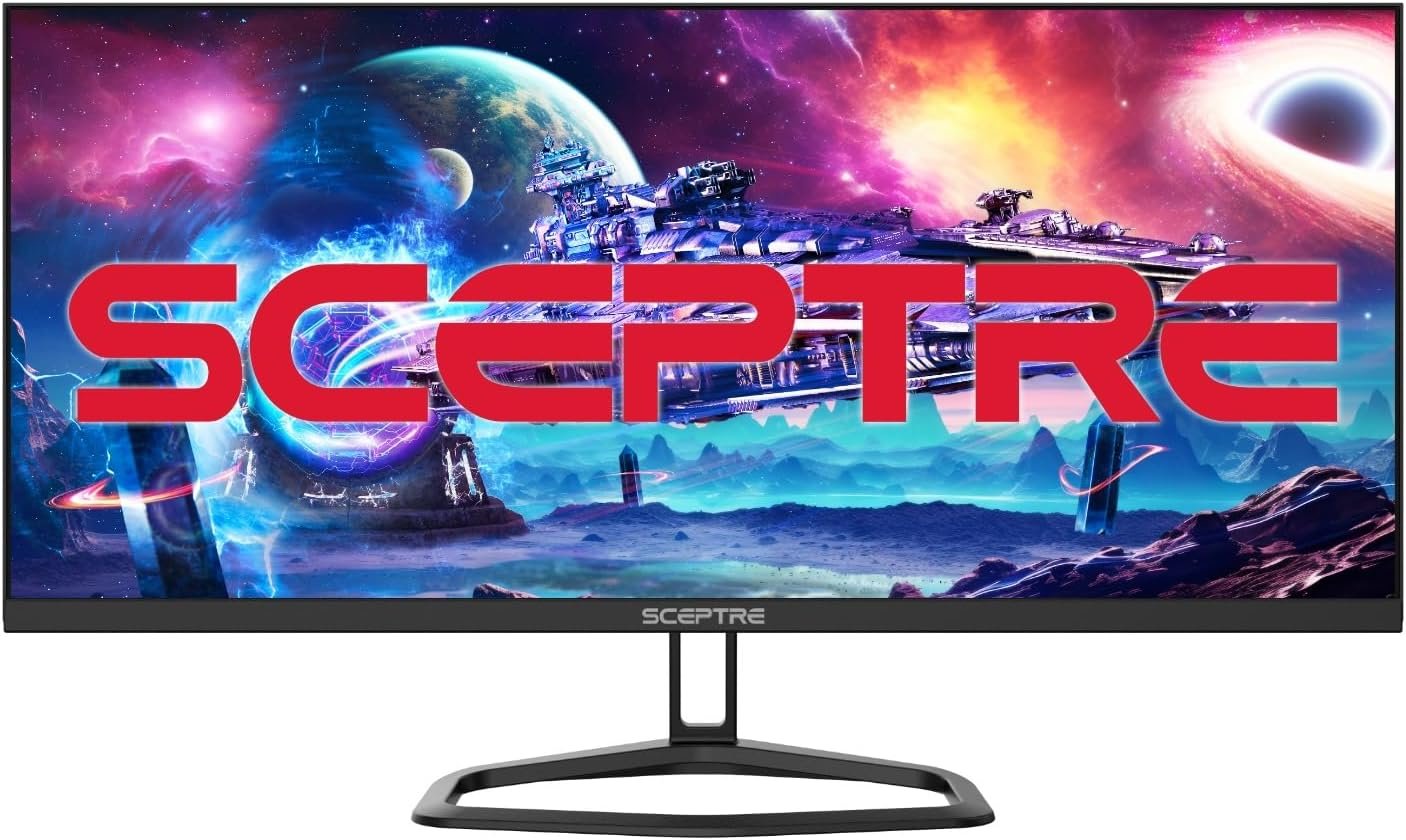 Sceptre 30-inch Curved Gaming Monitor 21:9 2560x1080 Ultra Wide/ Slim HDMI DisplayPort up to 200Hz Build-in Speakers, Metal Black (C305B-200UN1)