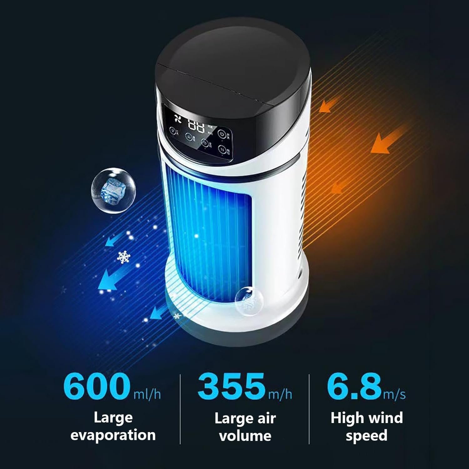 Tower Fan, Floor Standing Bladeless Fan Portable Quiet Oscillating 𝖢𝗈𝗈𝗅𝗂𝗇𝗀 Fan Table 𝖠𝗂𝗋 Conditioners, 0-6H Timing/5 Wind Speed/Lighting/Atomization, for Home Bedroom Office