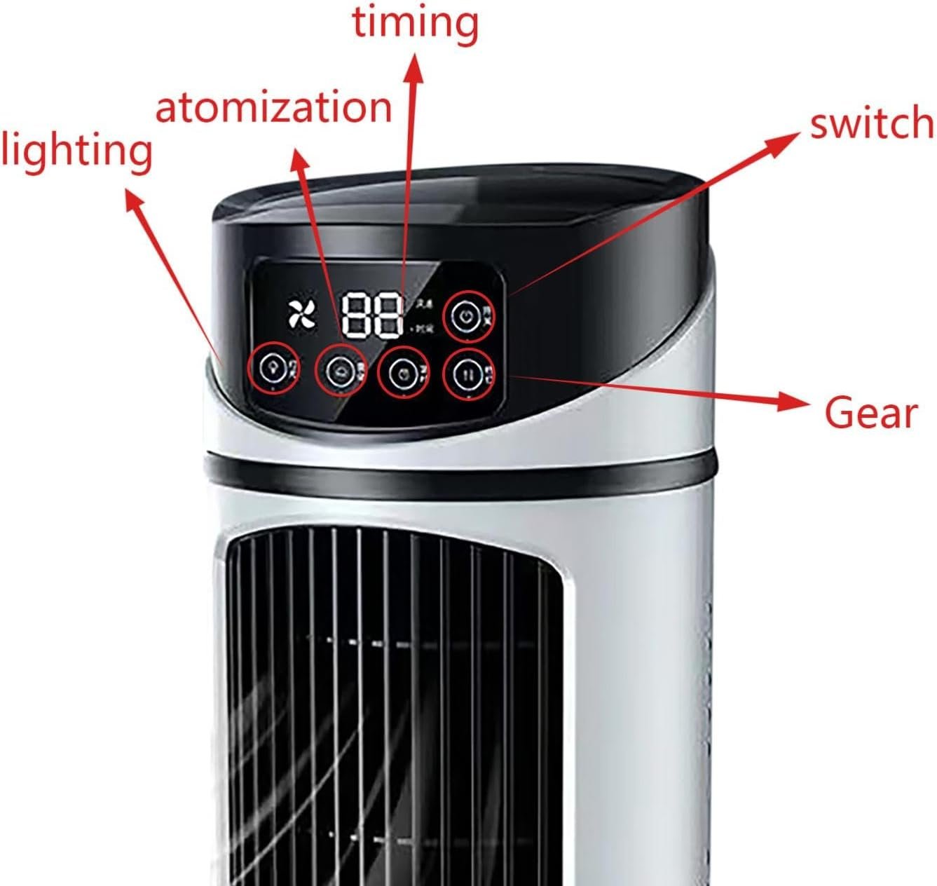 Tower Fan, Floor Standing Bladeless Fan Portable Quiet Oscillating 𝖢𝗈𝗈𝗅𝗂𝗇𝗀 Fan Table 𝖠𝗂𝗋 Conditioners, 0-6H Timing/5 Wind Speed/Lighting/Atomization, for Home Bedroom Office