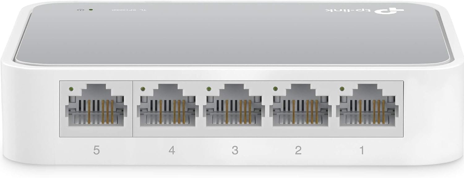 TP-Link 5 Port 10/100 Mbps Fast Ethernet Switch | Desktop Ethernet Splitter | Ethernet Hub | Plug  Play | Fanless Quiet | Desktop Design | Green Technology | Unmanaged (TL-SF1005D),White