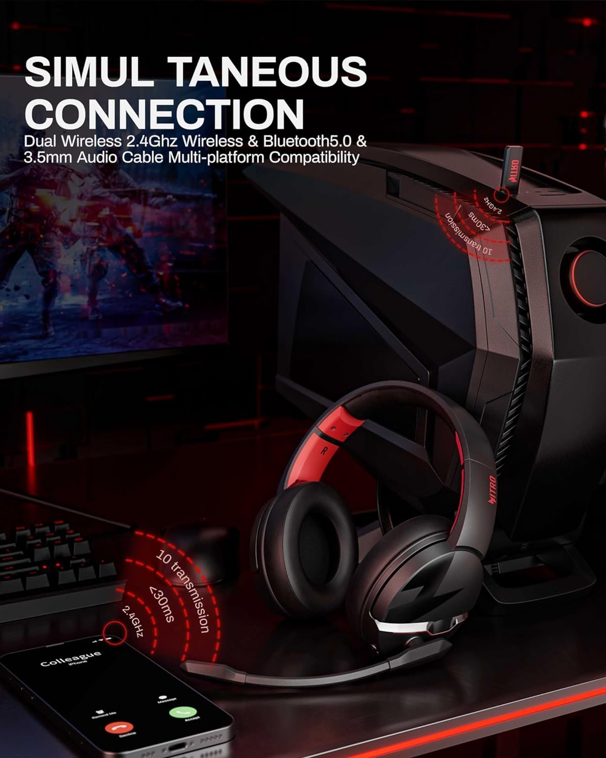 acer K2 Pro Wireless Gaming Headset- Immersive 1.96 Driver Sound, Advanced Noise-Cancelling Mic, Epic 100H Playtime, Seamless PC, PS5 Headset, Xbox Integration, Ideal for Gaming, Office, Music Lovers