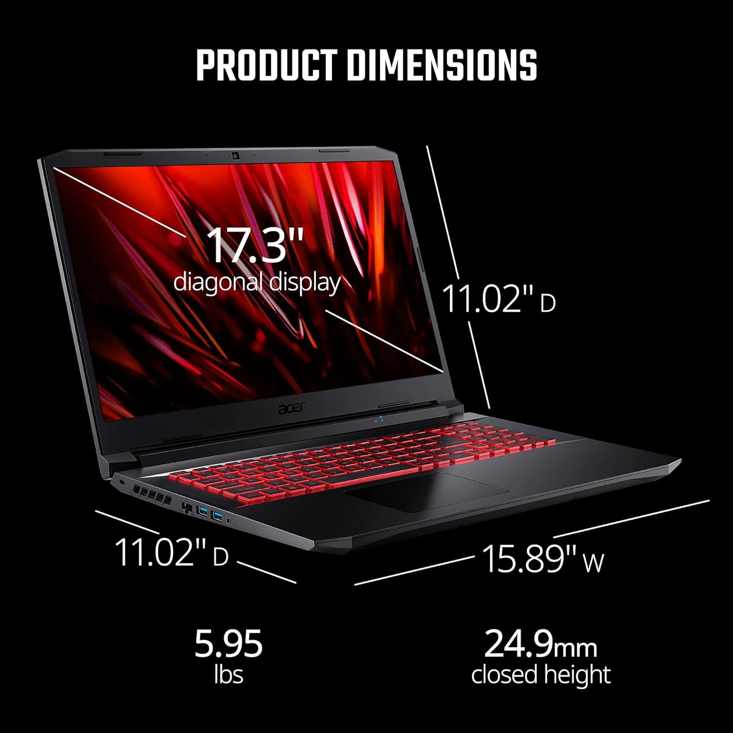 Acer Nitro 5 Gaming Laptop | Intel 12th Gen i7-12650H | NVIDIA GeForce RTX 4060 Laptop GPU | 15.6” FHD 144Hz IPS Display | 16GB DDR5 | 1TB Gen 4 SSD | Killer Wi-Fi 6 | RGB Backlit KB | AN515-58-781P