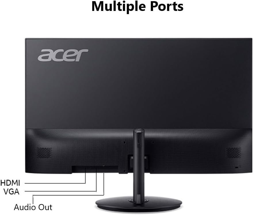 Acer SH242Y Ebmihx 23.8 FHD 1920x1080 Home Office Ultra-Thin IPS Computer Monitor AMD FreeSync 100Hz Zero Frame Height/Swivel/Tilt Adjustable Stand Built-in Speakers HDMI 1.4  VGA Port