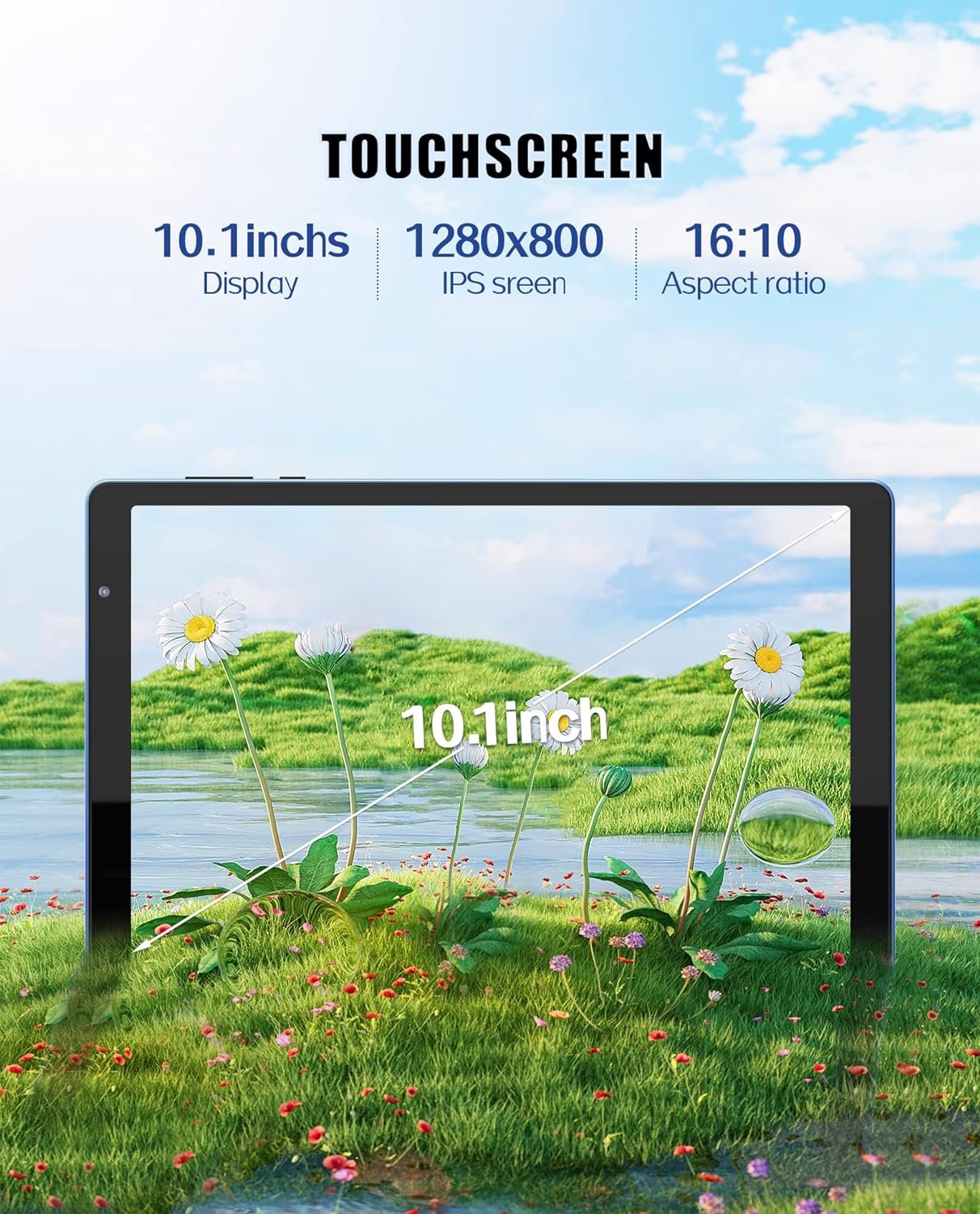 Android 12 Tablet 10 inch Tablets,2GB RAM 32GB ROM,Quad-Core Tablets,IPS HD Touch Screen and Dual Speaker,Google Certificated 2.4G Wi-Fi Tablets,256GB SD Card Expand,6000mAh Long Battery Life（Blue）