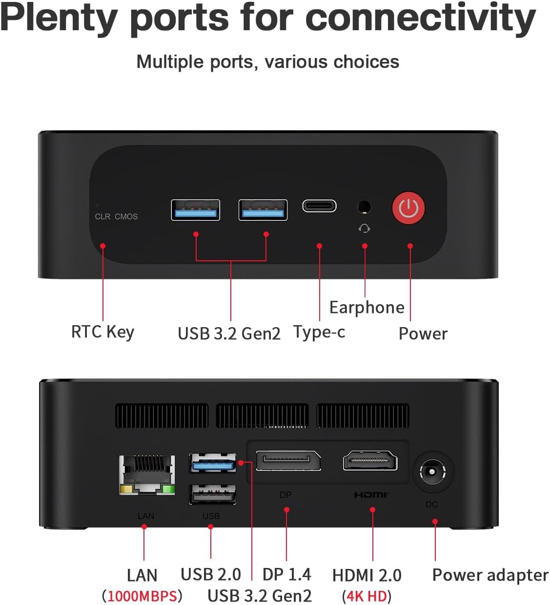 Beelink SER5 Mini PC,AMD Ryzen 5 5560U Processor,up to 4.0 GHz(6C/12T),Mini Computer with 16G DDR4 RAM/500GB M.2 2280 NVMe SSD,Support 4K FPS/WiFi 6/BT5.2/Triple Screen Display/USB3.2/Gigabit LAN