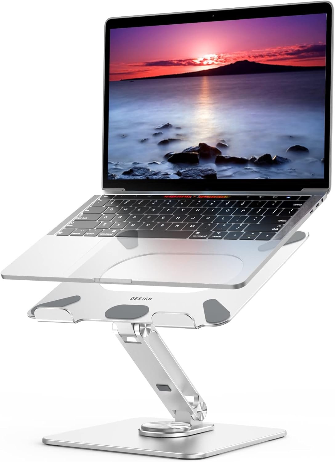 BESIGN LSX7 Laptop Stand with 360° Rotating Base, Ergonomic Adjustable Notebook Stand, Riser Holder Computer Stand Compatible with Air, Pro, Dell, HP, Lenovo More 10-15.6 Laptops (Black)