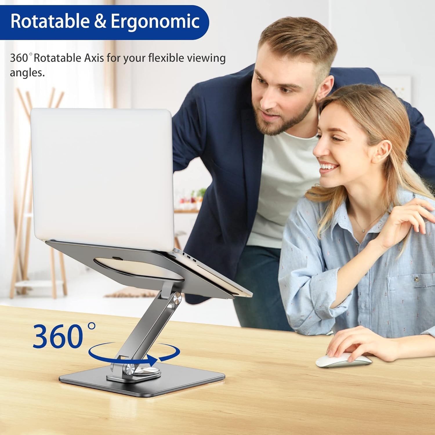 BESIGN LSX7 Laptop Stand with 360° Rotating Base, Ergonomic Adjustable Notebook Stand, Riser Holder Computer Stand Compatible with Air, Pro, Dell, HP, Lenovo More 10-15.6 Laptops (Black)