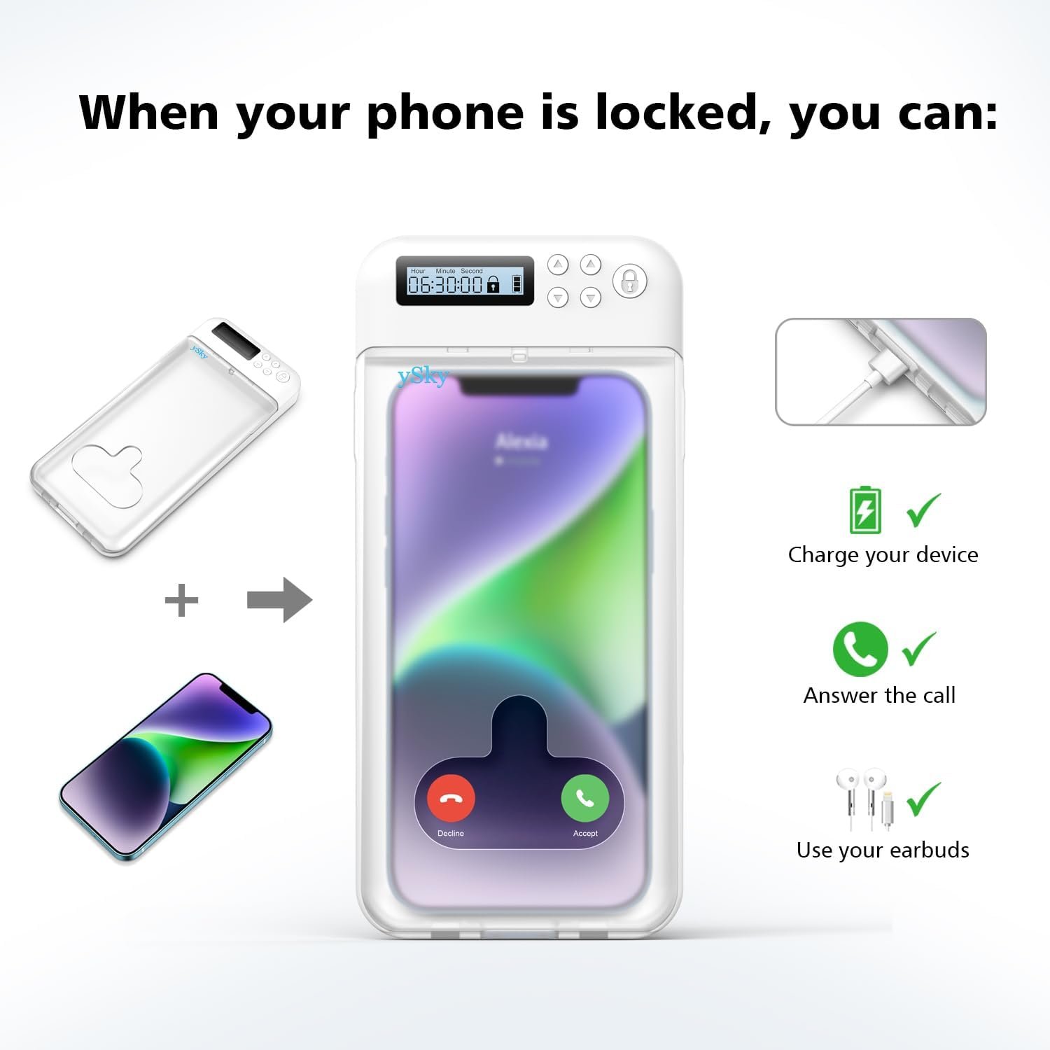 Cell Phone Lock Box with Timer,Portable Timed phone Lock Box for iPhone and Android Phones, Self-Control Timer Phone Locker to Help Kids,Students, Adults Focus Back,Prevent Phone Addiction(Green)