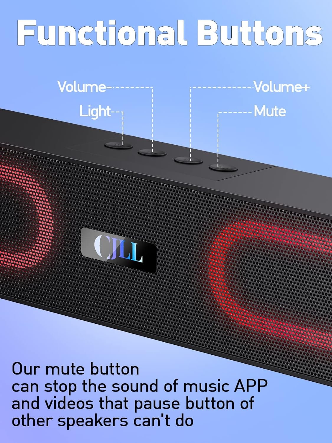 Computer Speakers, Wired USB Mini Sound Bar Speaker for PC Tablets Laptop MP3 Mac Air/Pro (USB-C to USB Adapter Included) (Black)