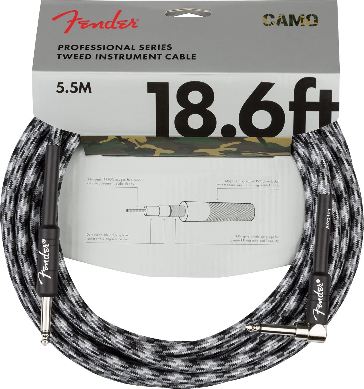 Fender 10-Foot Original Instrument Cable Compatible with Modem, Straight-Straight, Black - 1 Pack