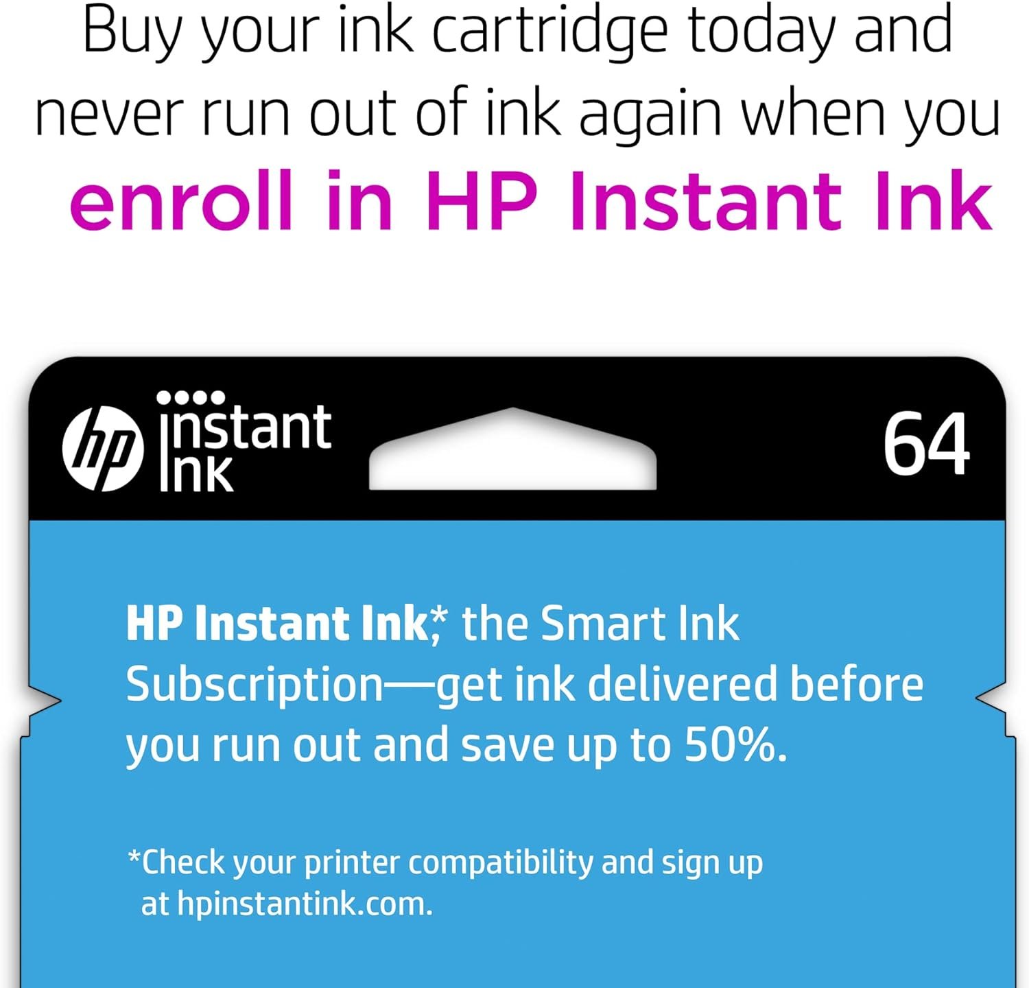 HP 64 Tri-color Ink Cartridge | Works with HP ENVY Inspire 7950e; ENVY Photo 6200, 7100, 7800; Tango Series | Eligible for Instant Ink | N9J89AN