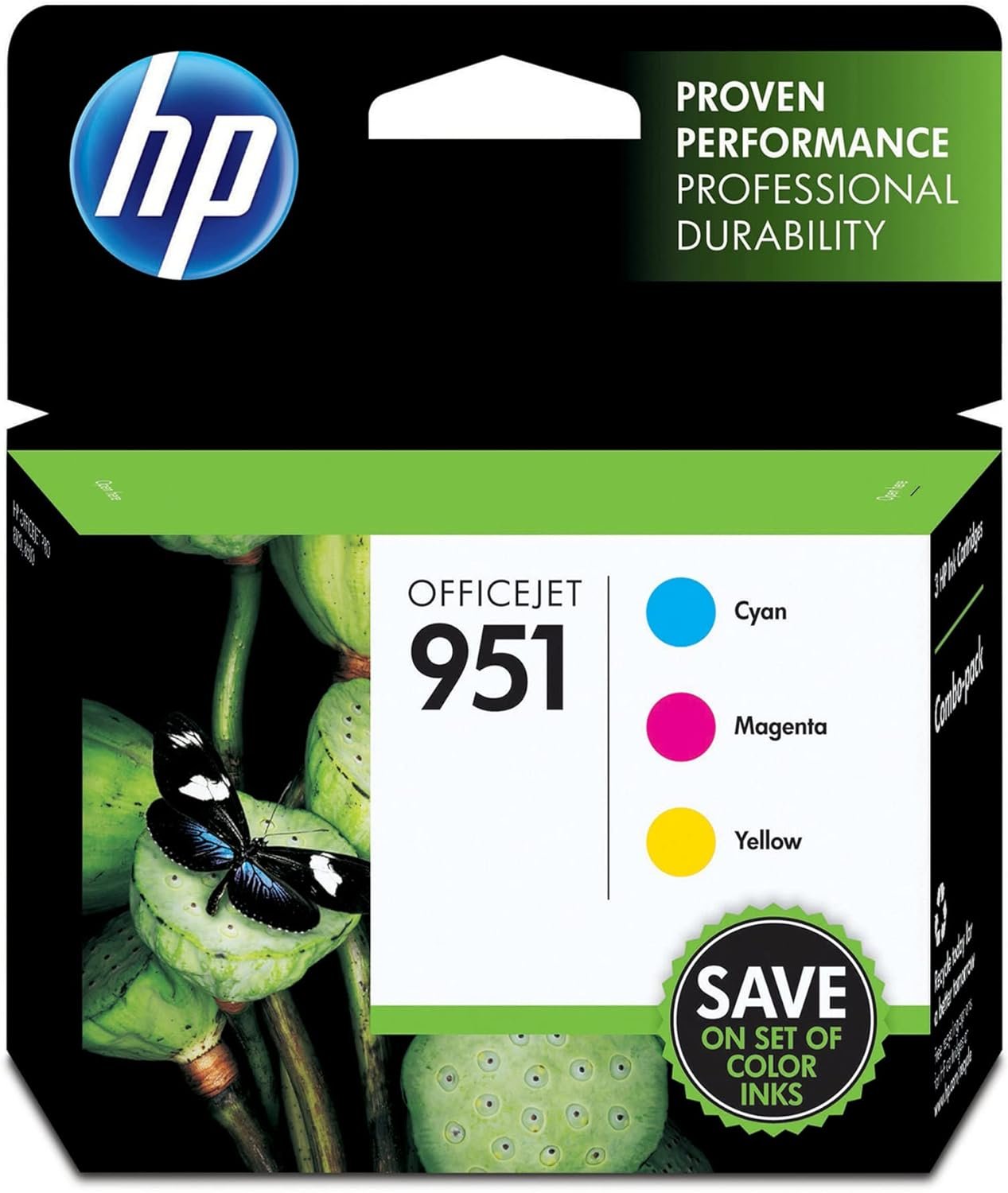 HP 951 Cyan, Magenta, Yellow Ink Cartridges | Works with HP OfficeJet 8600, HP OfficeJet Pro 251dw, 276dw, 8100, 8610, 8620, 8630 Series | Eligible for Instant Ink | CR314FN, Combo 3-Pack