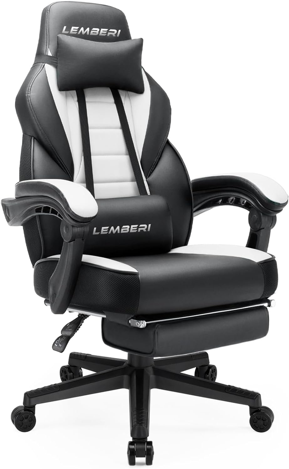 LEMBERI Gaming Chairs with Footrest,Ergonomic Video Game Chairs for Adults,Big and Tall Chair 400lb Weight Capacity, Racing Style Computer Gamer Chair with Headrest and Lumbar Support