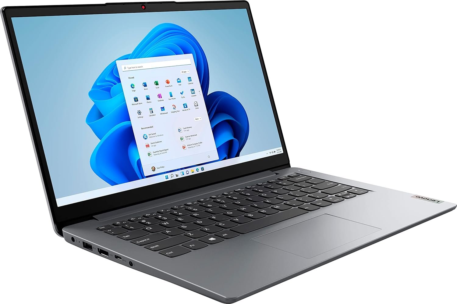 Lenovo IdeaPad 1 14 Laptop, Intel Celeron N4020, 4GB RAM, 128GB Storage(64GB eMMC+64GB Micro SD), Intel UHD Graphics 600, Win 11 in S Mode, Cloud Grey