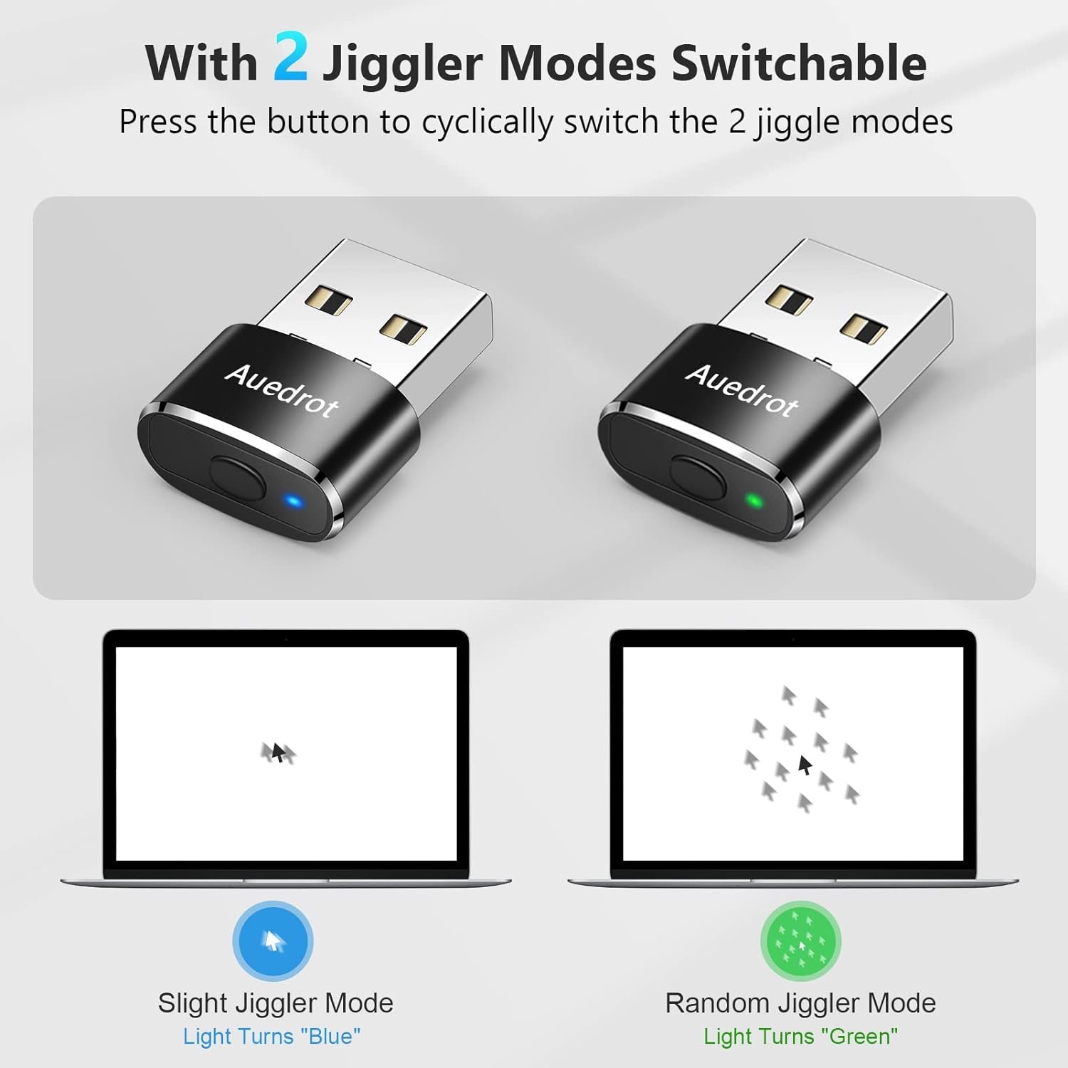 Mouse Jiggler Undetectable Metal USB Mouse Mover with Switch Button, Automatic Mouse Shaker with 2 Jiggle Modes, Mouse Simulator, Driver-Free, Plug  Play, Keep Computer/Laptop Awake, Black