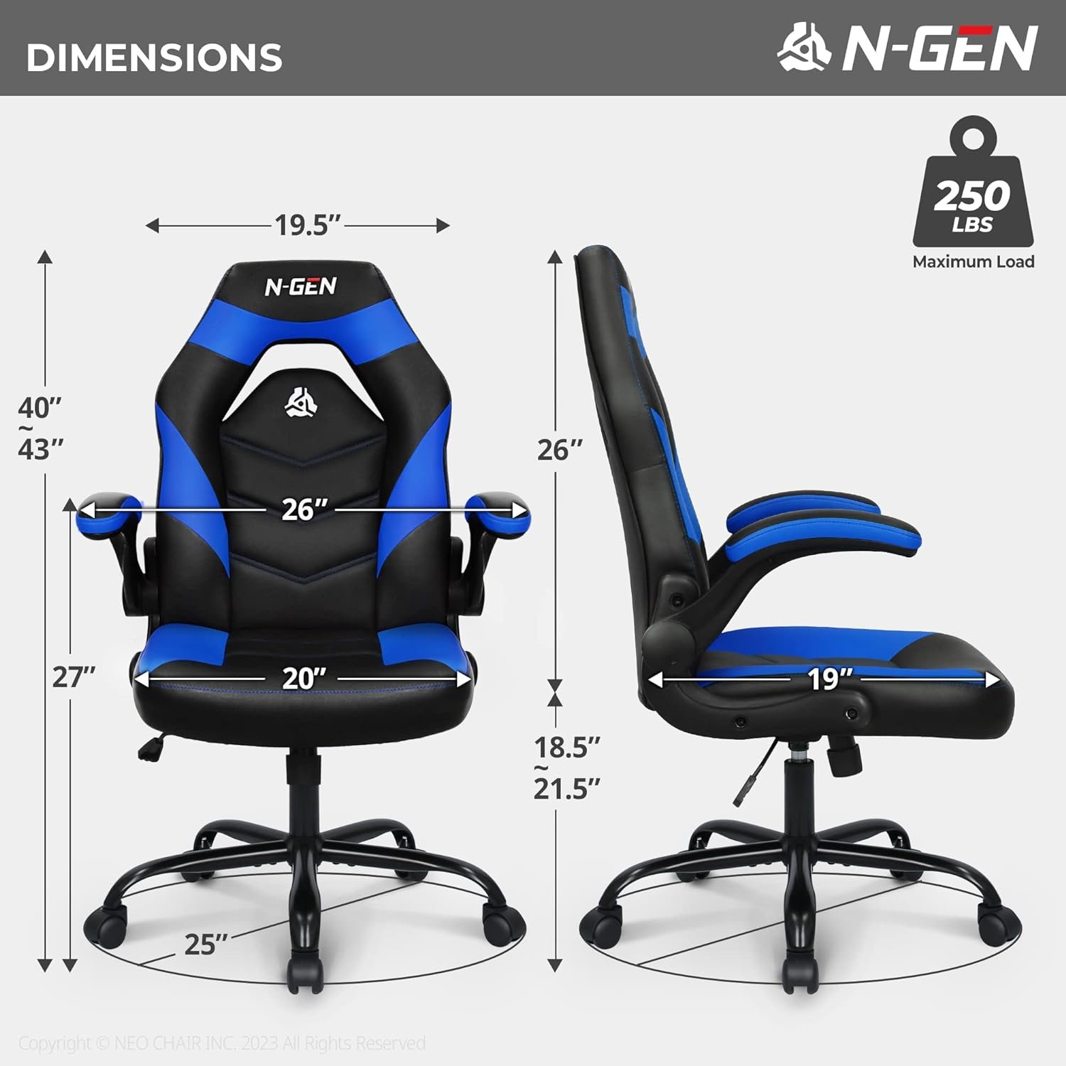 N-GEN Video Gaming Computer Chair Ergonomic Office Chair Desk Chair with Lumbar Support Flip Up Arms Adjustable Height Swivel PU Leather Executive with Wheels for Adults Women Men (Pink)