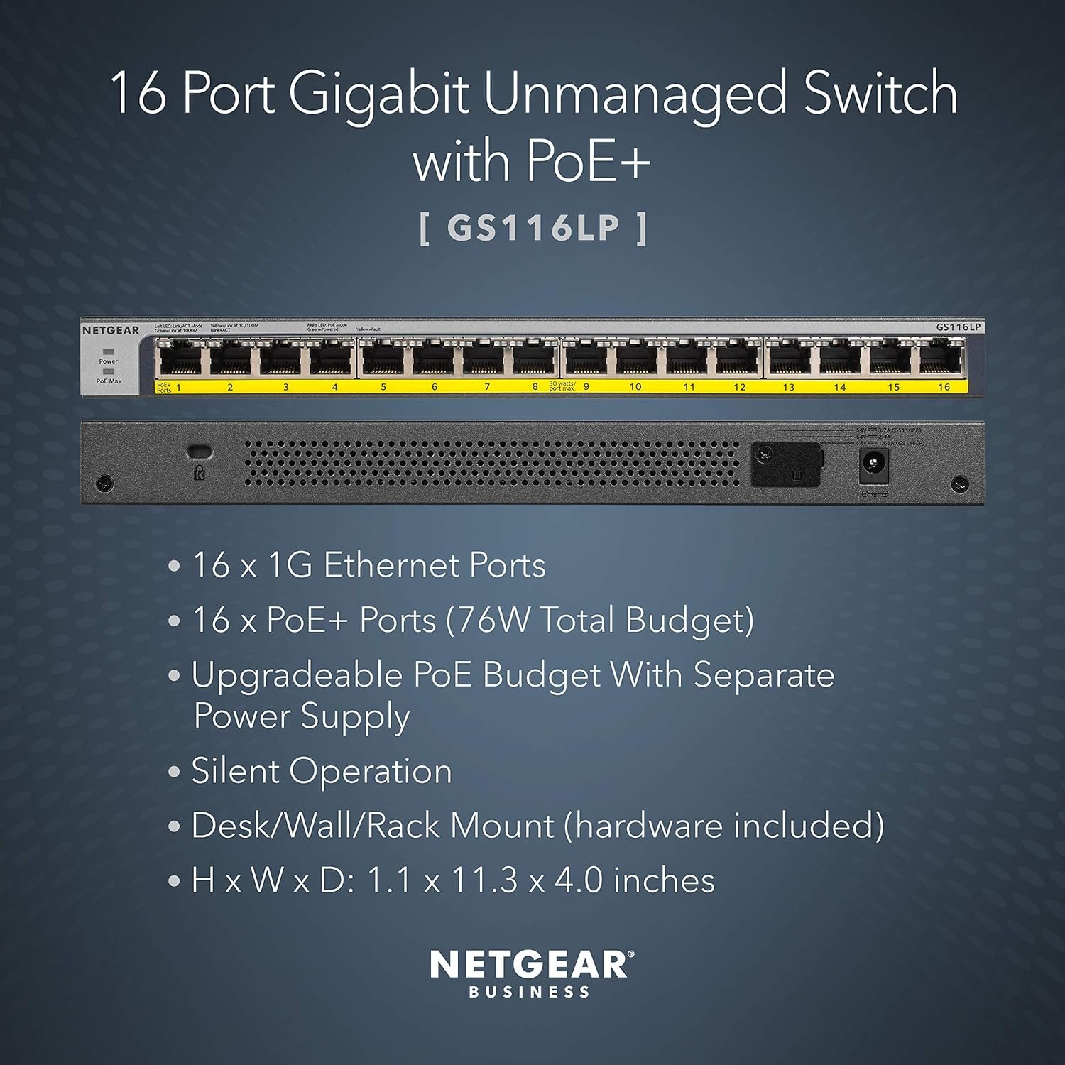 NETGEAR 8-Port Gigabit Ethernet Unmanaged PoE Switch (GS108PP) - with 8 x PoE+ @ 123W Upgradeable, Desktop, Wall Mount or Rackmount, and Limited Lifetime Protection