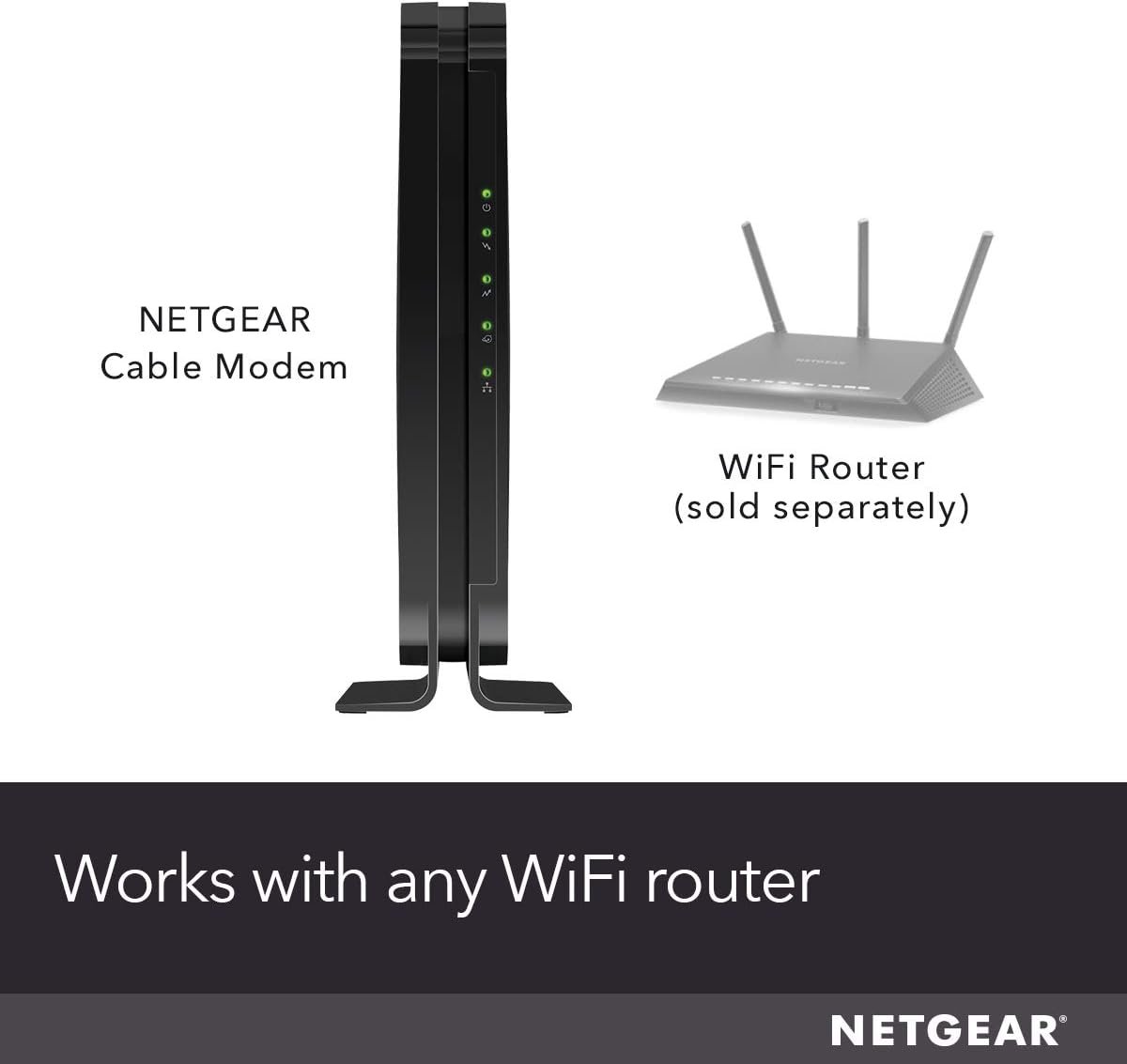 NETGEAR Cable Modem CM500 - Compatible with All Cable Providers Including Xfinity by Comcast, Spectrum, Cox | for Cable Plans Up to 400Mbps | DOCSIS 3.0