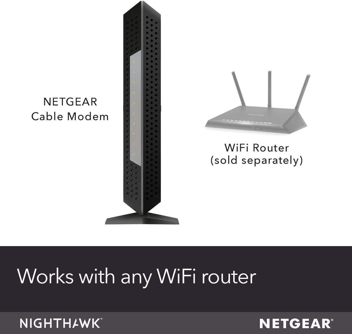 NETGEAR Nighthawk Cable Modem CM1200 - Compatible with All Cable Providers| For Cable Plans Up to 2 Gigabits | 4 x 1G Ethernet Ports | DOCSIS 3.1, Black (Renewed)