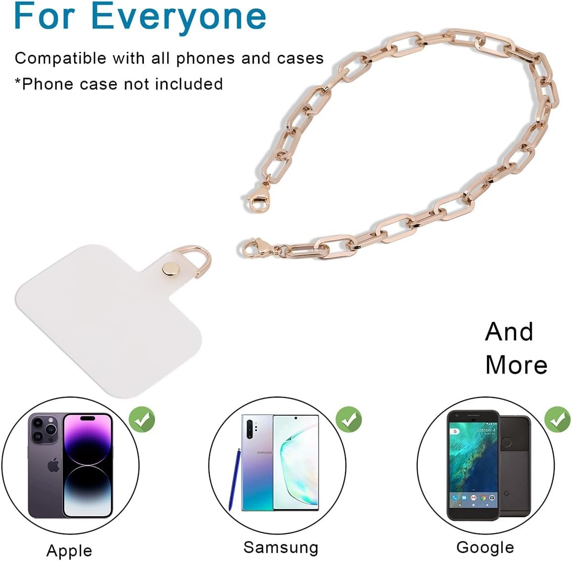 Phone Wrist Strap, Detachable Cellphone Lanyard Hands-Free Wristlet Bracelet Adjustable Phone Charm Grip Accessory for Women iPhone 14 Pro Max/ 13 Pro Max/ 12 Pro Max (Fine Gold Chain)