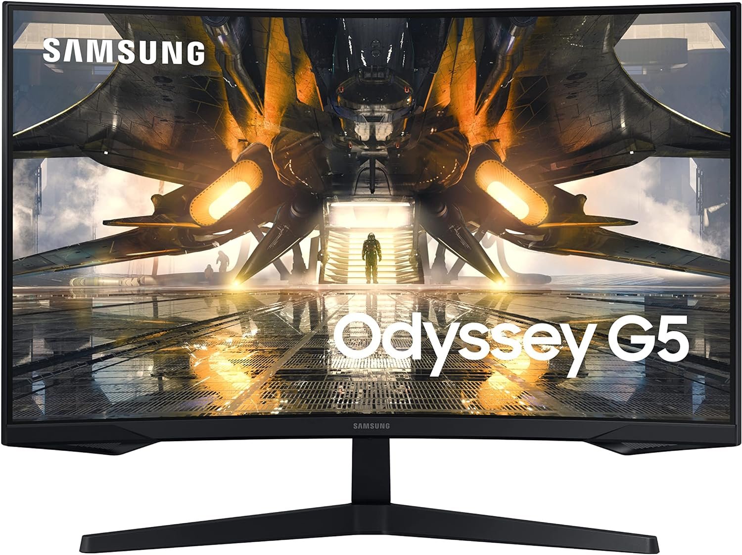 SAMSUNG 32 Odyssey G55A QHD 165Hz 1ms FreeSync Curved Gaming Monitor with HDR 10, Futuristic Design for Any Desktop, LS32AG550ENXZA