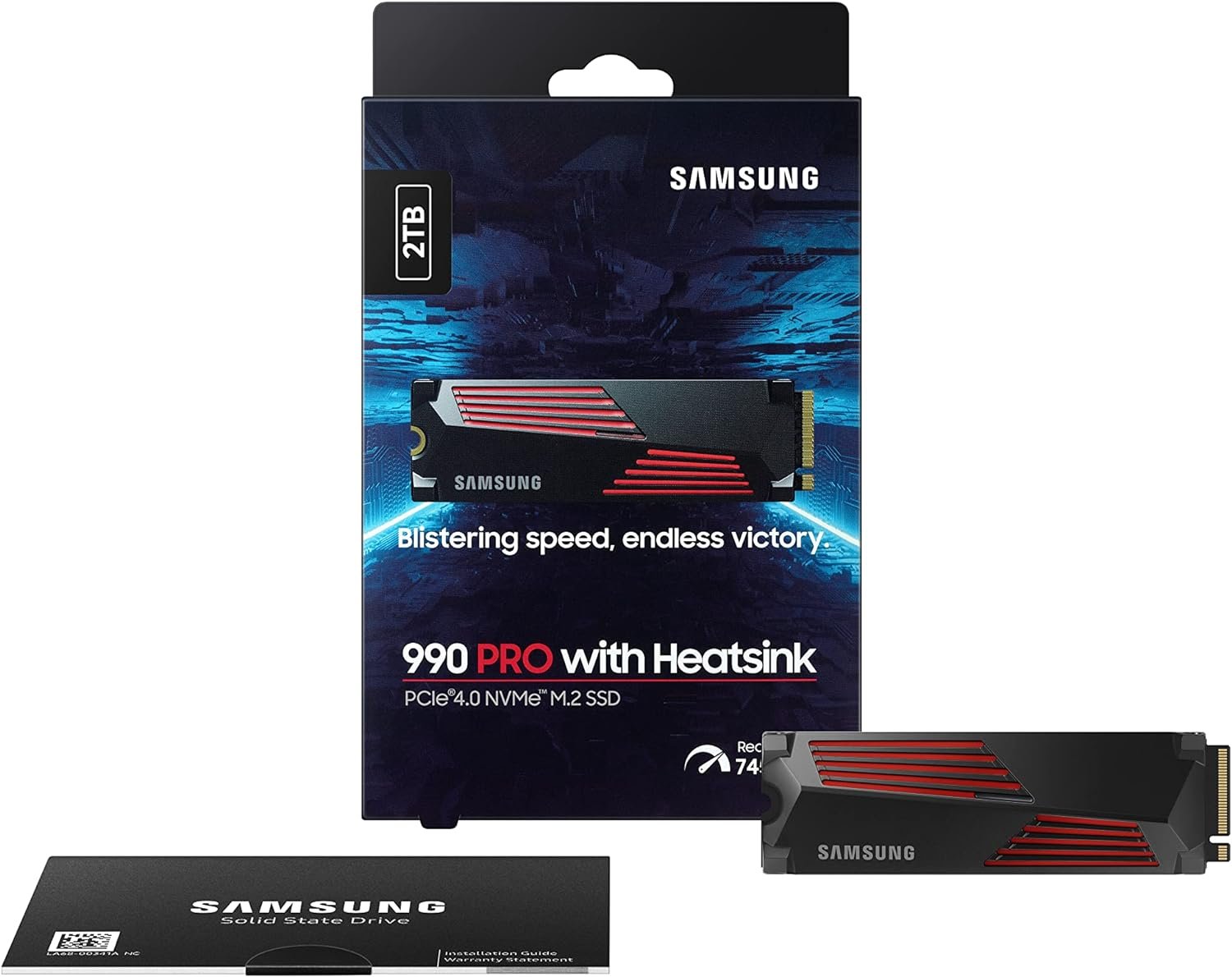 SAMSUNG 990 PRO w/Heatsink SSD 4TB, PCIe Gen4 M.2 2280 Internal Solid State Hard Drive, Seq. Read Speeds Up to 7,450MB/s for High End Computing, Workstations, Compatible w/Playstation 5, MZ-V9P4T0CW