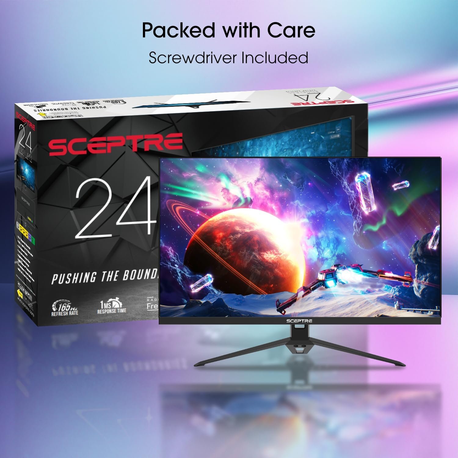 Sceptre IPS 24” Gaming Monitor 165Hz 144Hz Full HD (1920 x 1080) FreeSync Eye Care FPS RTS DisplayPort HDMI Build-in Speakers, Machine Black 2020 (E248B-FPT168),IPS 24 165Hz