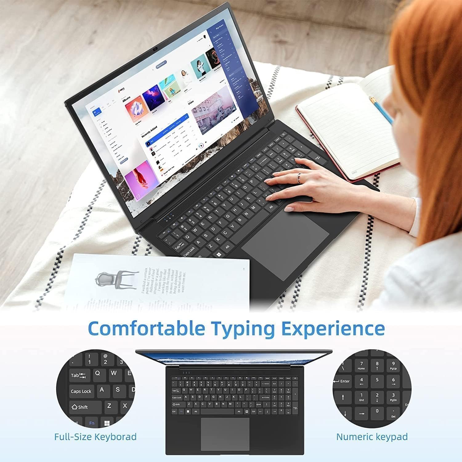 SGIN Laptop Computer, 17 inch Laptop with Intel Core i3-5005U Processor, 4GB DDR4, 128GB SSD, FHD 1920 * 1080 Display, WiFi, USB3.2, Type_C, 8000mAh Battery