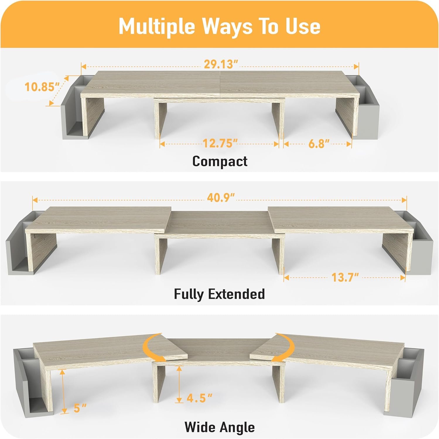 Simple Houseware Desk Dual Monitor Stand Riser with Drawer, White