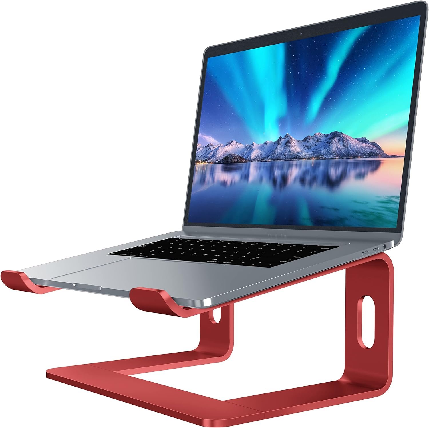 SOUNDANCE Laptop Stand, Aluminum Computer Riser, Ergonomic Laptops Elevator for Desk, Metal Holder Compatible with 10 to 15.6 Inches Notebook Computer, Silver