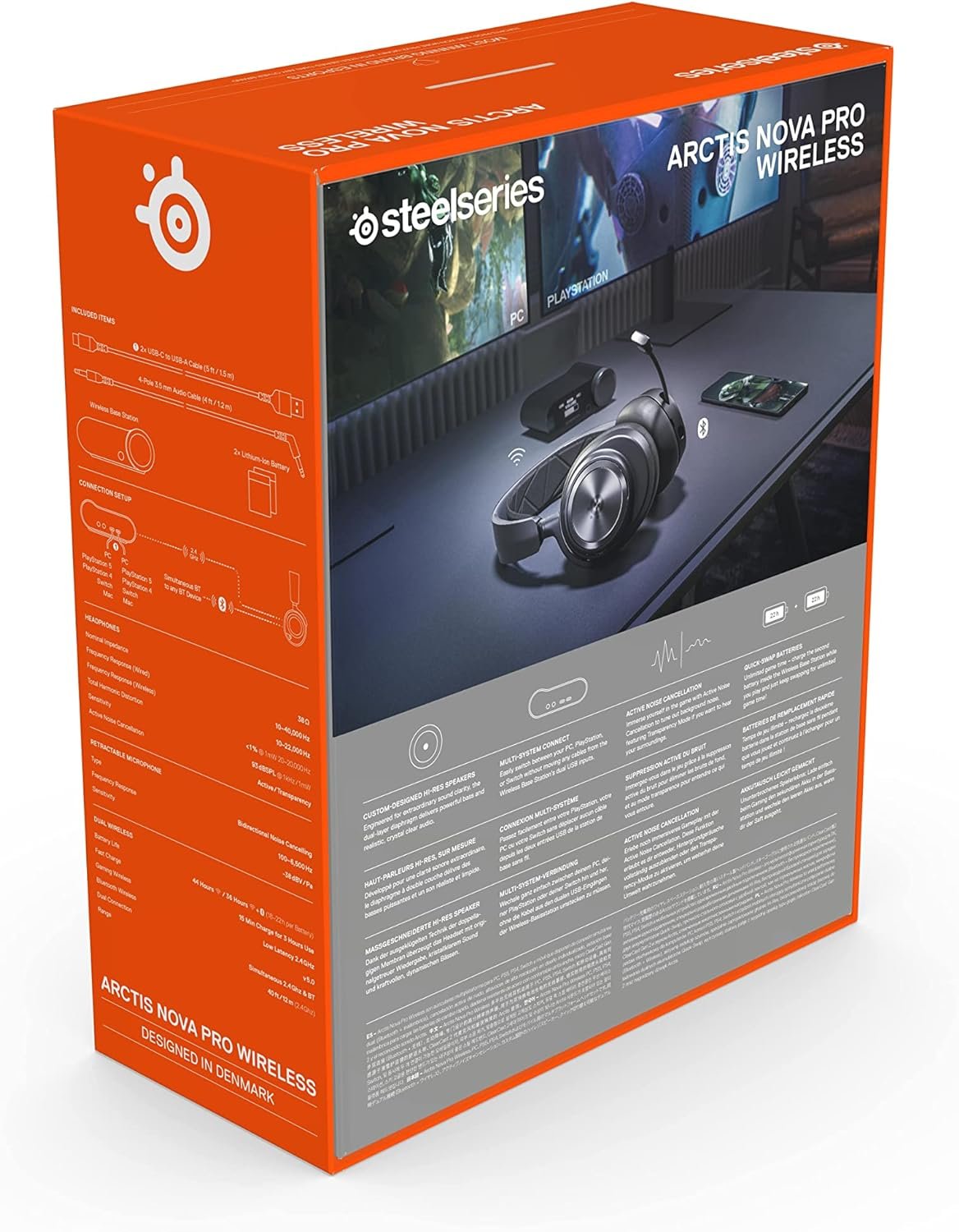 SteelSeries Arctis Nova Pro Wireless Multi-System Gaming Headset - Premium Hi-Fi Drivers - Active Noise Cancellation - Infinity Power System - Stealth Retractable Mic - PC, PS5/PS4, Switch, Mobile