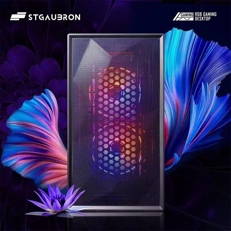 STGAubron Gaming Desktop PC, Intel Core I5 3.3Ghz up to 3.7Ghz, AMD Radeon RX 550 4G GDDR5, 16G Ram, 512G SSD, WiFi, BT 5.0, RGB Fan x 3, RGB Keybaord  Mouse, RGB Mouse Pad, W10H64