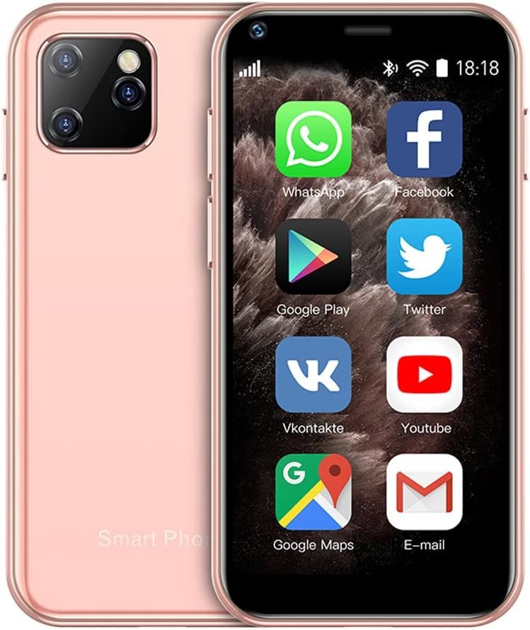 Super Small Mini Smartphone 3G Dual SIM Mobile Phone 2GB RAM 16GB ROM Android 8.1 Unlocked Kids Phone Pocket Cellphone (Pink)