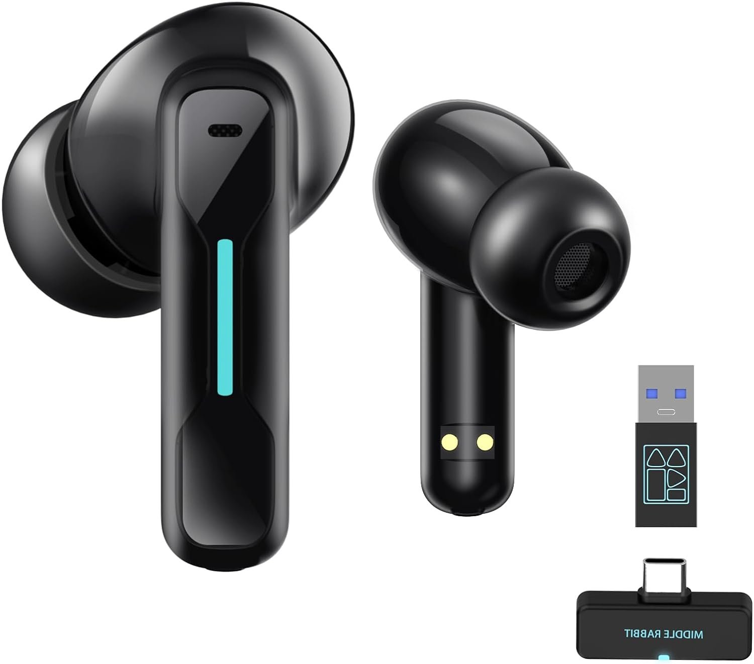 SW4 USB Wireless Earbuds for PC and Laptop: Bluetooth Headphones with 2.4GHz Dongle for Gaming  Work, Wireless Headset for Work, with Microphone, Compatible with Computer Desktop