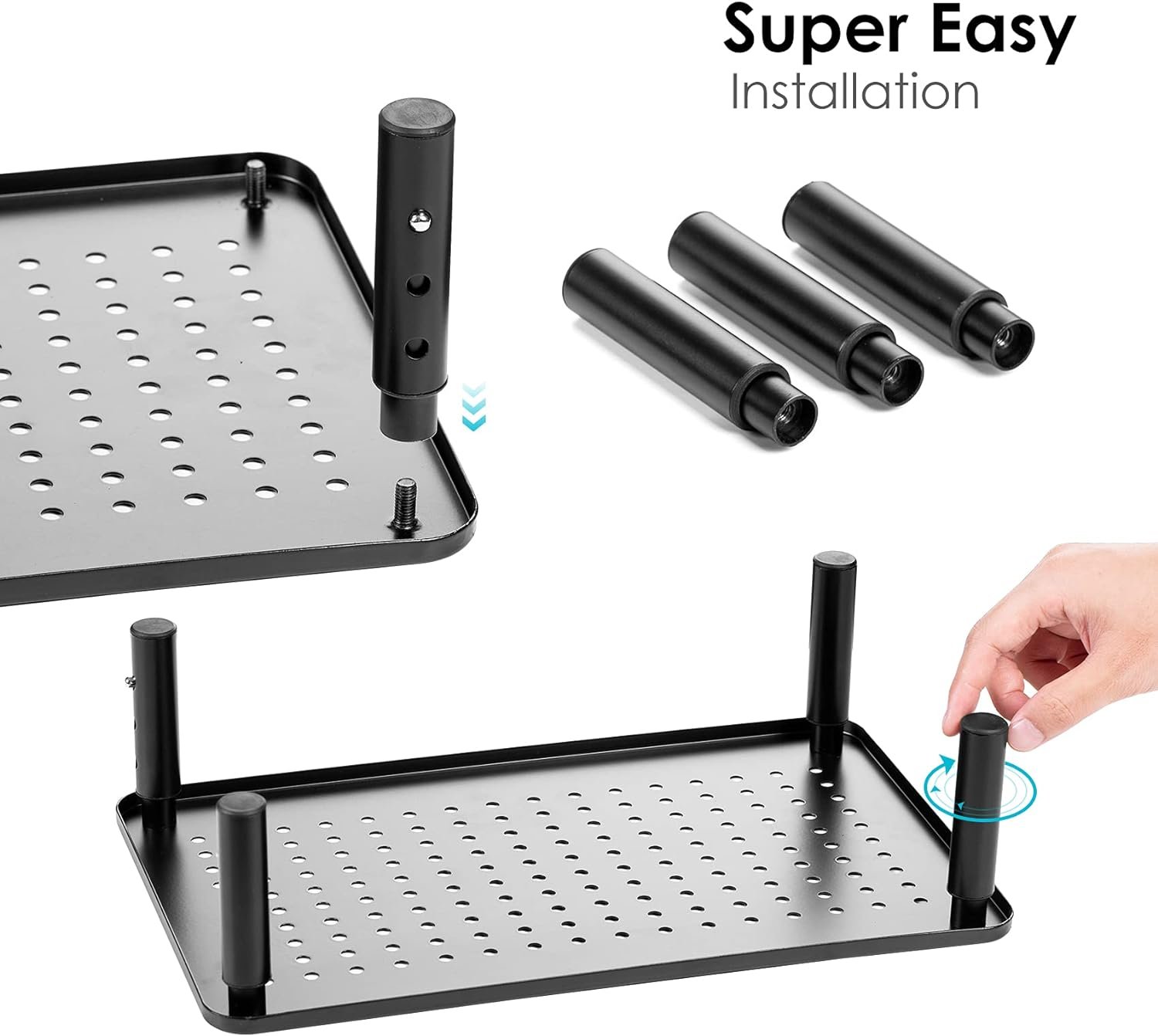 TV/Monitor Riser Desktop Stand, Flat Screen, Sturdy Metal Laptop Computer Shelf for Printer, iMac, 3 Height Adjustable PC with Mesh Platform , 2 Pack