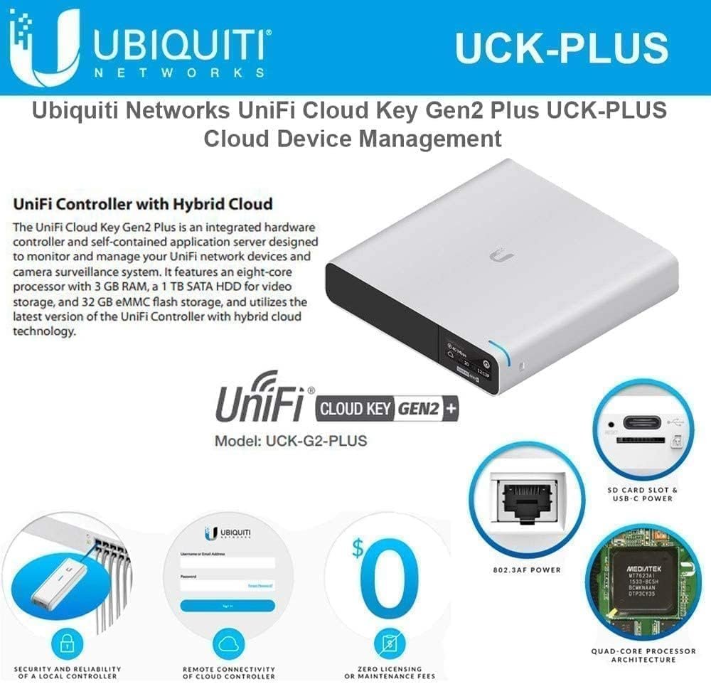 Ubiquiti UniFi Cloud Key Gen2 Plus (UCK-G2-PLUS), Single,dual band