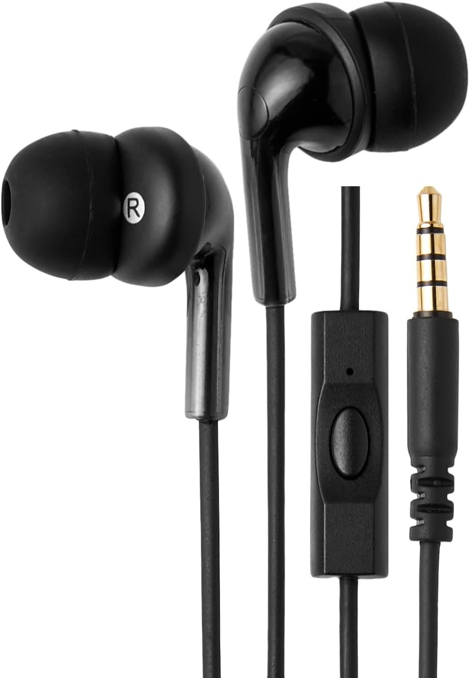 Amazon Basics In Ear Wired Headphones, Earbuds with Microphone No Wireless Technology, Black