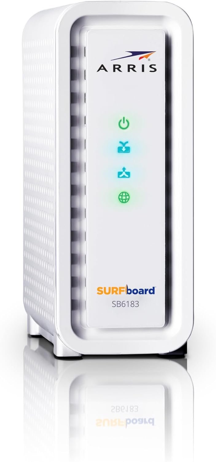 ARRIS SURFboard - SB6183 - Renewed - DOCSIS 3.0 16x4 Gigabit Cable Modem, Comcast Xfinity, Cox, Spectrum  more, 1 Gbps Port, 400 Mbps Max Speed, Easy Set-up with SURFboard Central App - Renewed