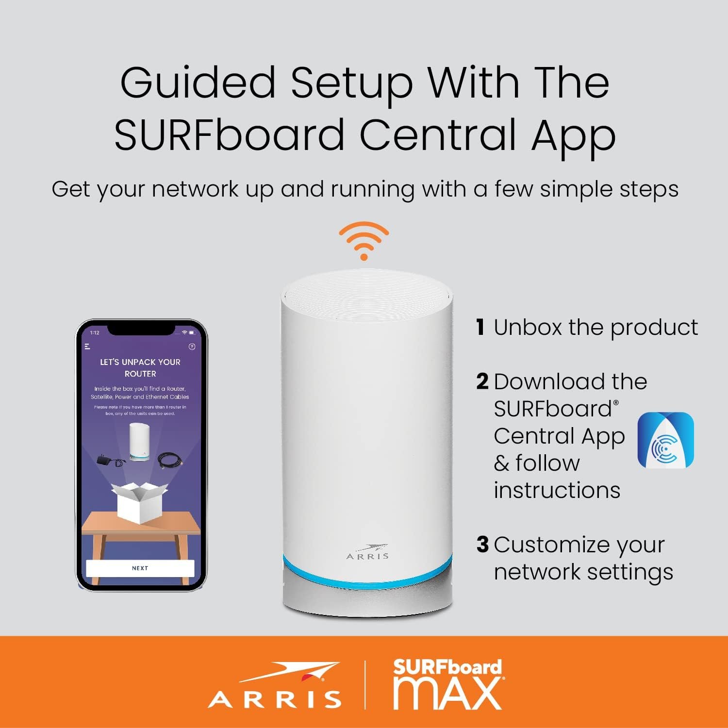 ARRIS SURFboard SB6190 DOCSIS 3.0 32 x 8 Gigabit Cable Modem , Comcast Xfinity, Cox, Spectrum , 1 Gbps Port , 800 Mbps Max Internet Speeds , Easy Set-up with SURFboard Central App , Black