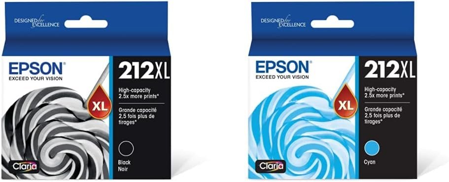 EPSON 212 Claria Ink High Capacity Black Cartridge (T212XL120-S) Works with WorkForce WF-2830, WF-2850, Expression XP-4100, XP-4105