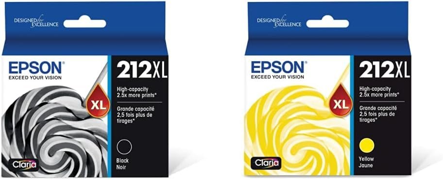 EPSON 212 Claria Ink High Capacity Black Cartridge (T212XL120-S) Works with WorkForce WF-2830, WF-2850, Expression XP-4100, XP-4105