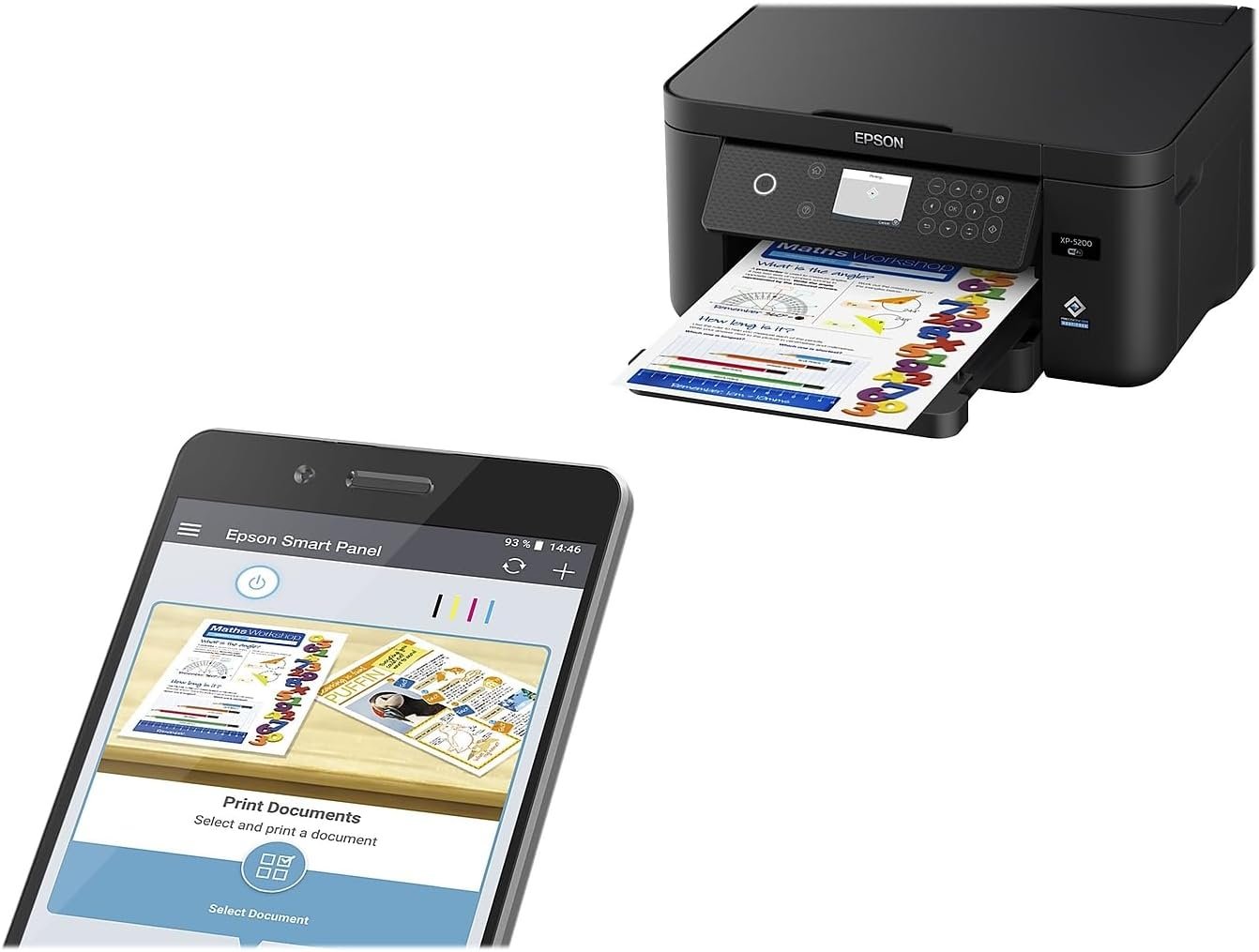 Epson Expression Home XP-5200 Wireless Color All-in-One Printer with Scan, Copy, Automatic 2-Sided Printing, Borderless Photos, 150-Sheet Paper Tray and 2.4 Color Display,Black