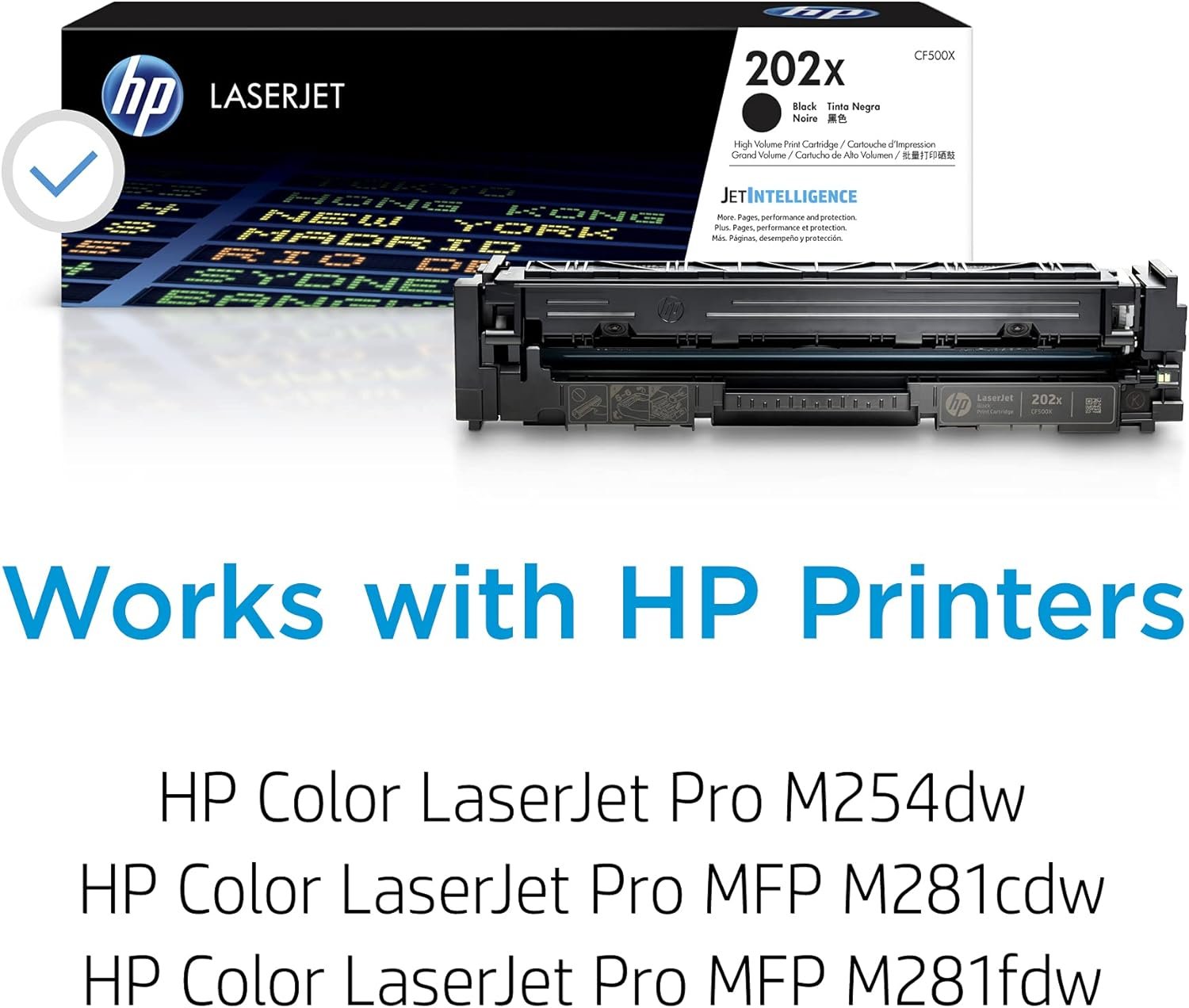 HP 202X Black High-yield Toner Cartridge ,Works with HP Color LaserJet Pro M254, HP Color LaserJet Pro MFP M281 Series CF500X